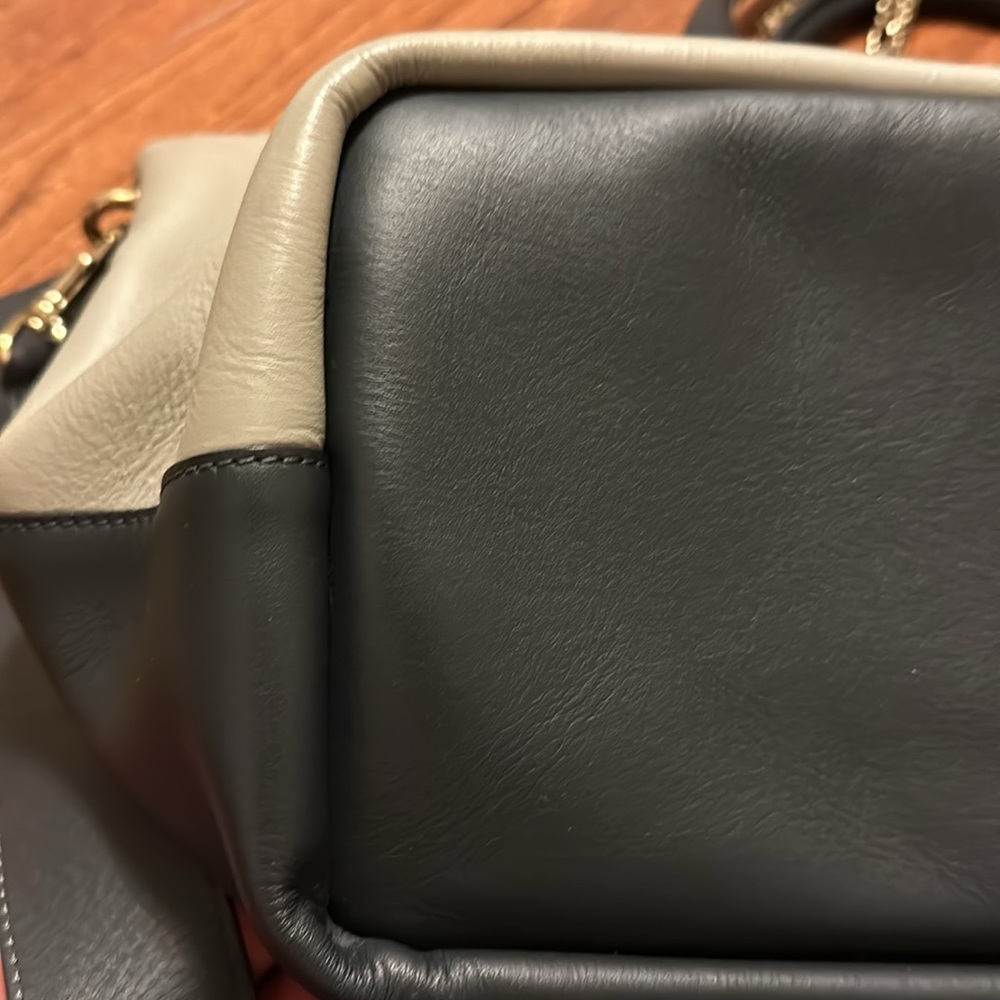 Chloé Cream Leather Shoulder Bag with Black Strap and Gold Hardware - Picture 7 of 12